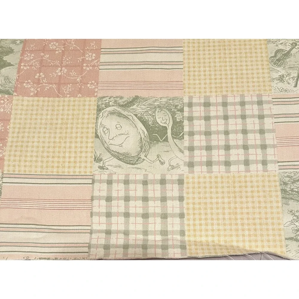 John Wolf Richloom Nursery Rhyme Patchwork Fabric Humpty Dumpty Pastel MMII Pink